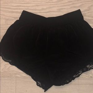 Black Shorts with Lace Detail